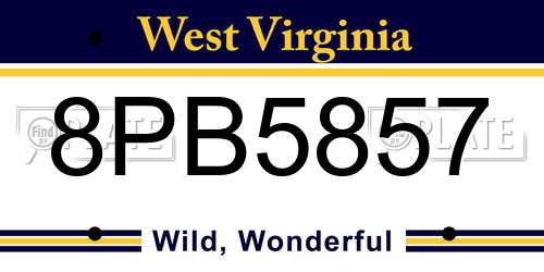 8PB5857 West Virginia License Plate