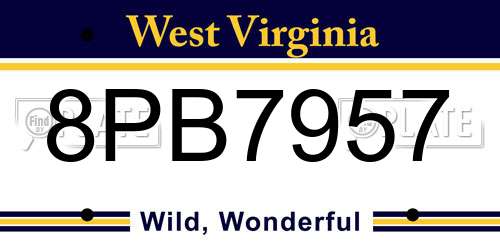 8PB7957 West Virginia License Plate