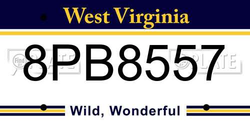 8PB8557 West Virginia License Plate