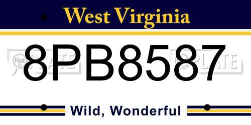 8PB8587 West Virginia License Plate