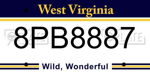 8PB8887 West Virginia License Plate