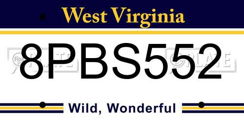 8PBS552 West Virginia License Plate