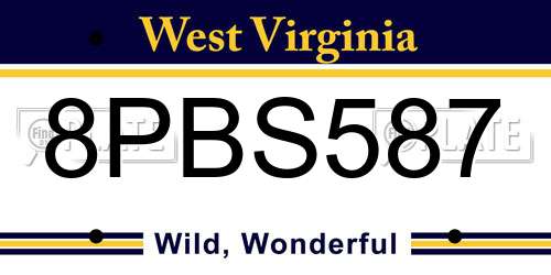 8PBS587 West Virginia License Plate