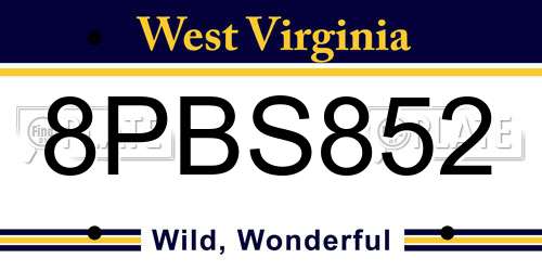8PBS852 West Virginia License Plate