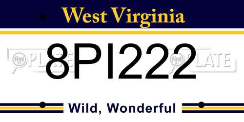 8PI222 West Virginia License Plate