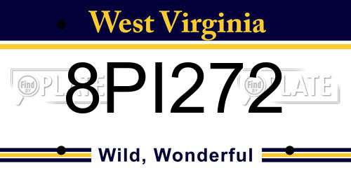 8PI272 West Virginia License Plate