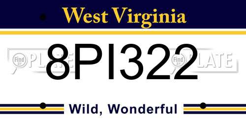 8PI322 West Virginia License Plate