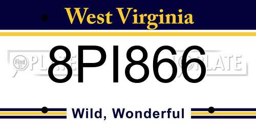 8PI866 West Virginia License Plate