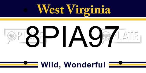 8PIA97 West Virginia License Plate