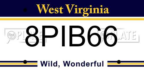 8PIB66 West Virginia License Plate