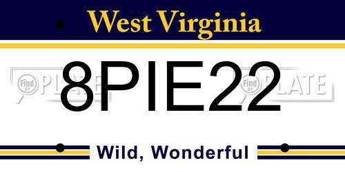 8PIE22 West Virginia License Plate