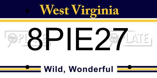 8PIE27 West Virginia License Plate