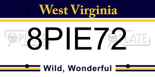 8PIE72 West Virginia License Plate