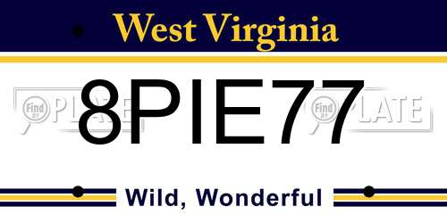 8PIE77 West Virginia License Plate