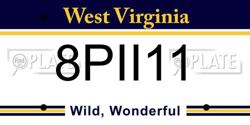 8PII11 West Virginia License Plate