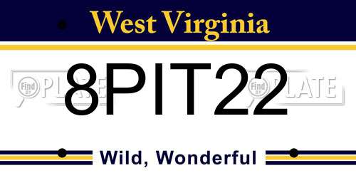 8PIT22 West Virginia License Plate