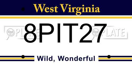8PIT27 West Virginia License Plate