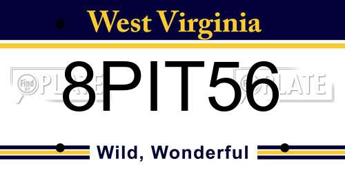 8PIT56 West Virginia License Plate
