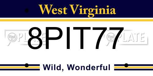 8PIT77 West Virginia License Plate