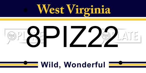8PIZ22 West Virginia License Plate
