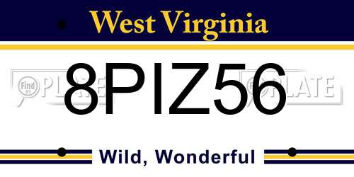 8PIZ56 West Virginia License Plate