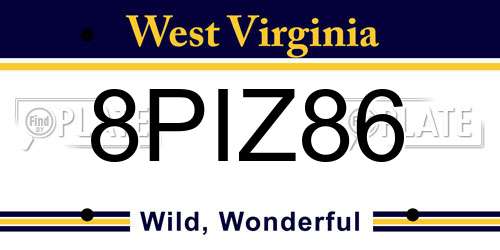 8PIZ86 West Virginia License Plate