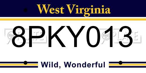 8PKY013 West Virginia License Plate