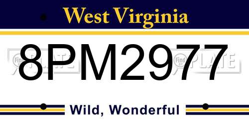 8PM2977 West Virginia License Plate