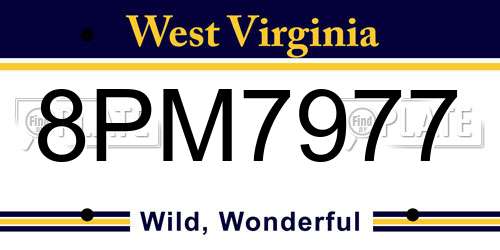 8PM7977 West Virginia License Plate