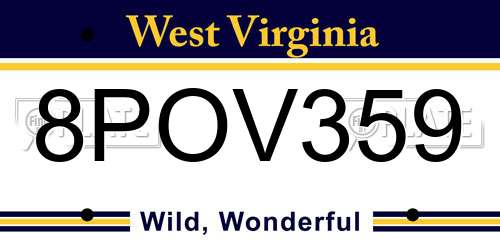 8POV359 West Virginia License Plate