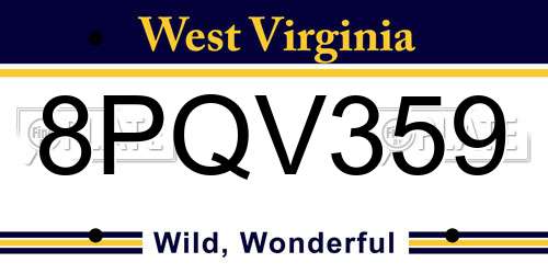 8PQV359 West Virginia License Plate