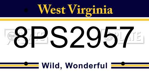 8PS2957 West Virginia License Plate