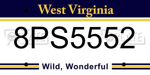 8PS5552 West Virginia License Plate