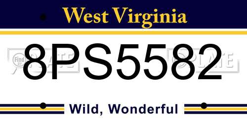 8PS5582 West Virginia License Plate