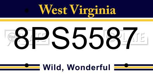 8PS5587 West Virginia License Plate
