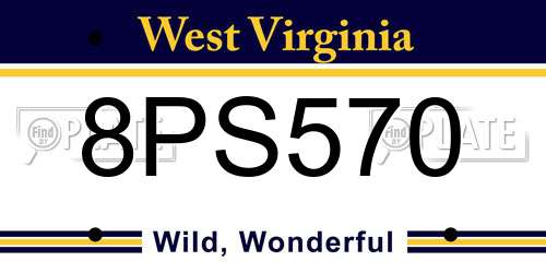 8PS570 West Virginia License Plate