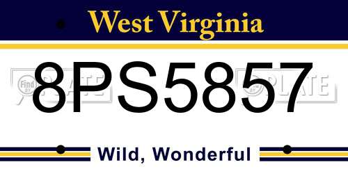 8PS5857 West Virginia License Plate