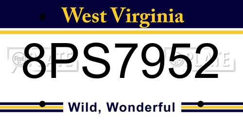 8PS7952 West Virginia License Plate
