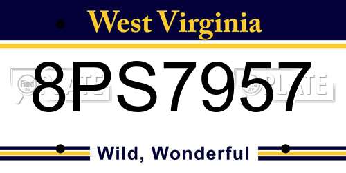 8PS7957 West Virginia License Plate