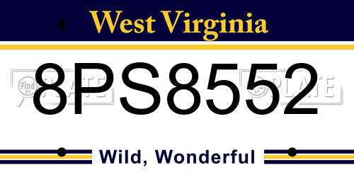 8PS8552 West Virginia License Plate