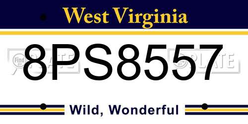 8PS8557 West Virginia License Plate