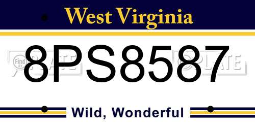 8PS8587 West Virginia License Plate