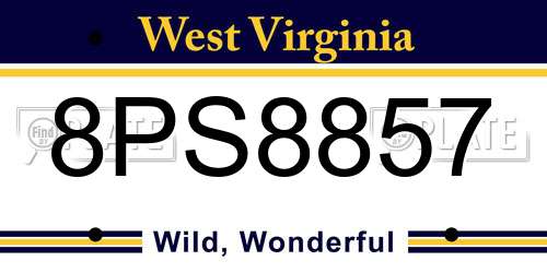 8PS8857 West Virginia License Plate