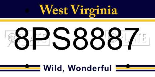 8PS8887 West Virginia License Plate
