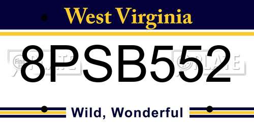 8PSB552 West Virginia License Plate