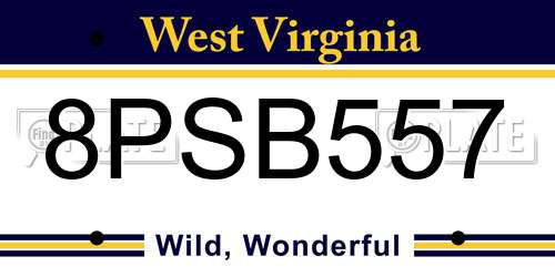 8PSB557 West Virginia License Plate