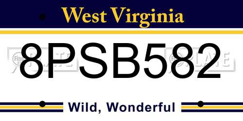 8PSB582 West Virginia License Plate