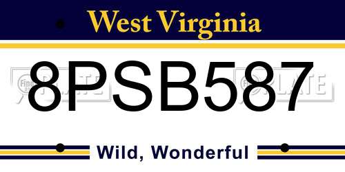 8PSB587 West Virginia License Plate