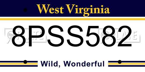 8PSS582 West Virginia License Plate