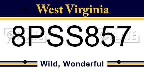 8PSS857 West Virginia License Plate